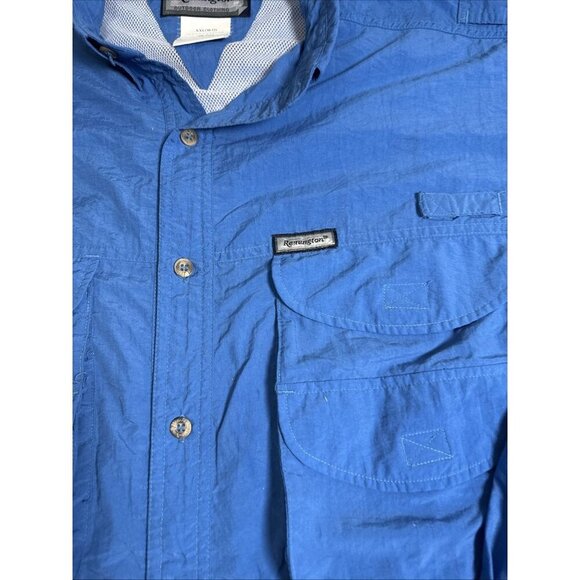 Remington Shirt Mens XXL 2XL Blue Vented Back Roll Tab Outdoor - Picture 3 of 10